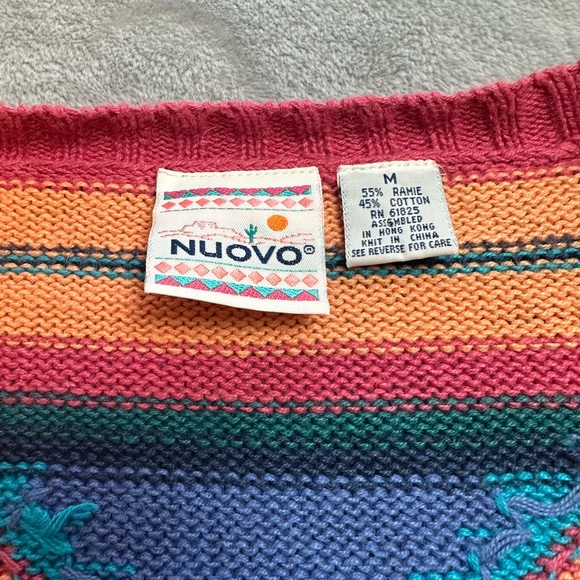 Vintage Nuovo Cardigan Sweater Knit Southwestern Aztec Desert Boho Tribal Wmns M - Picture 4 of 7